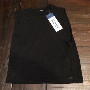 Roxy Sleeveless Ribbed Black Tank